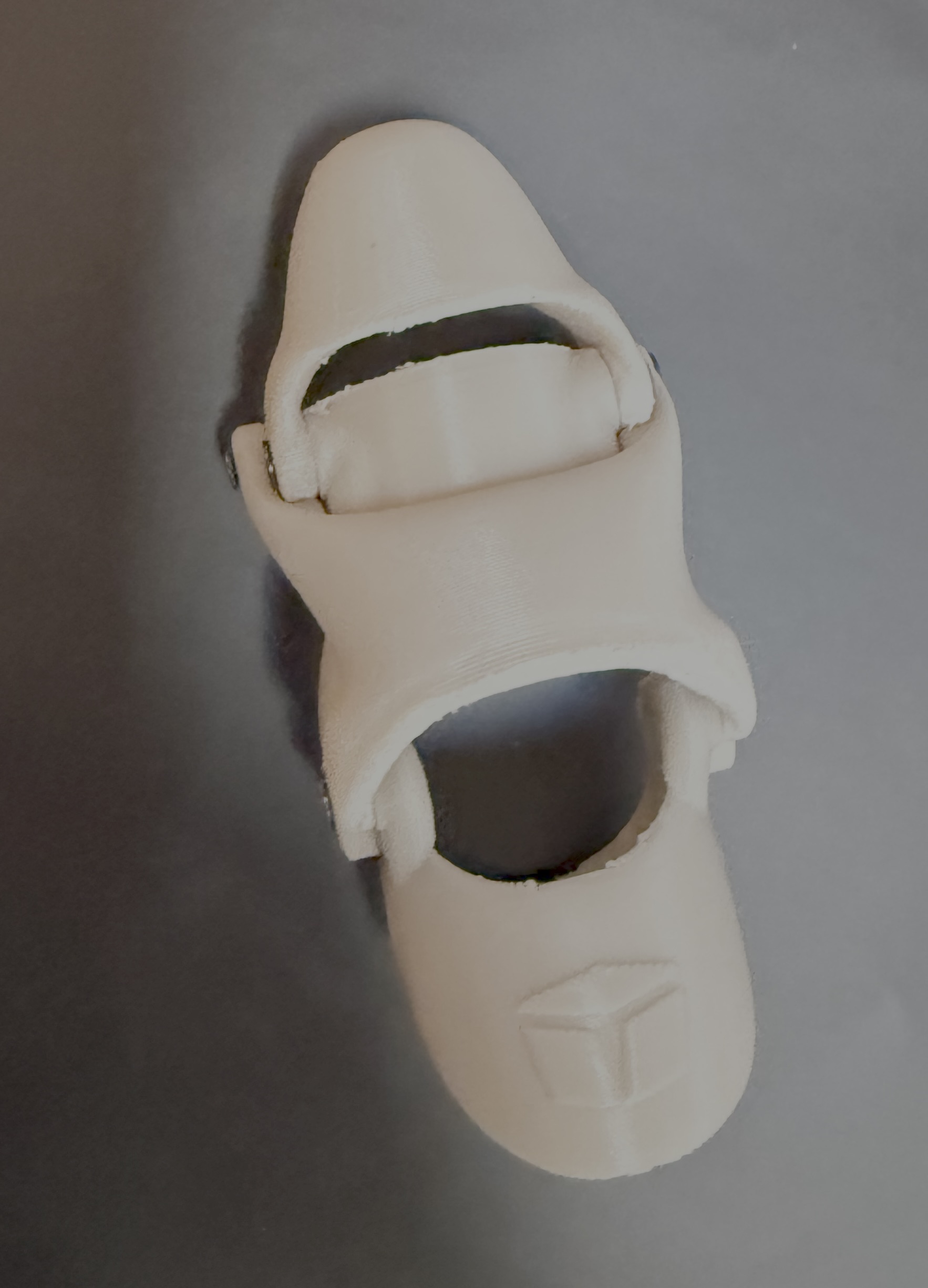 Top-down view of the finished prosthetic in the extended position